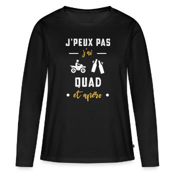 je peux pas j'ai quad apéro humour - T-shirt manches longues Premium bio Femme - noir - Devant - Julia (174cm)