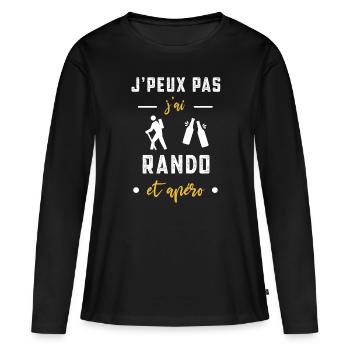je peux pas j'ai rando apéro humour - T-shirt manches longues Premium bio Femme - noir - Devant - Julia (174cm)
