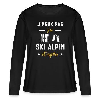 je peux pas j'ai ski alpin apéro humour - T-shirt manches longues Premium bio Femme - noir - Devant - Julia (174cm)