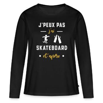 je peux pas j'ai skateboard apéro humour - T-shirt manches longues Premium bio Femme - noir - Devant - Julia (174cm)