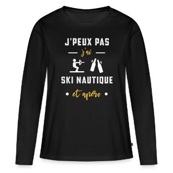 je peux pas j'ai ski nautique apéro humour - T-shirt manches longues Premium bio Femme - noir - Devant - Julia (174cm)