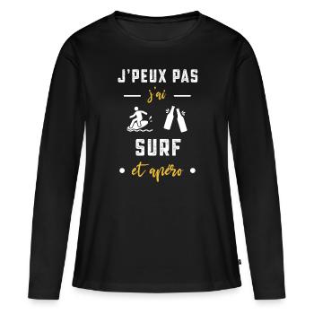 je peux pas j'ai surf apéro humour - T-shirt manches longues Premium bio Femme - noir - Devant - Julia (174cm)