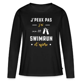 je peux pas j'ai swimrun apéro humour - T-shirt manches longues Premium bio Femme - noir - Devant - Julia (174cm)