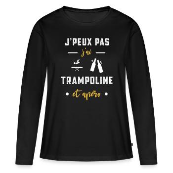 je peux pas j'ai trampoline apéro humour - T-shirt manches longues Premium bio Femme - noir - Devant - Julia (174cm)