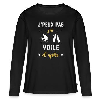 je peux pas j'ai voile apéro humour - T-shirt manches longues Premium bio Femme - noir - Devant - Julia (174cm)