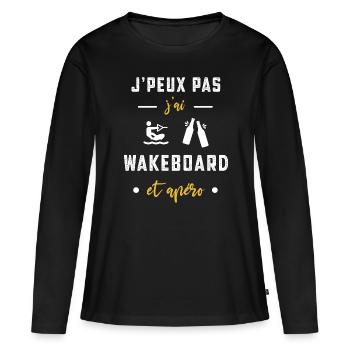 je peux pas j'ai wakeboard apéro humour - T-shirt manches longues Premium bio Femme - noir - Devant - Julia (174cm)