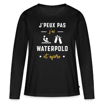 je peux pas j'ai waterpolo apéro humour - T-shirt manches longues Premium bio Femme - noir - Devant - Julia (174cm)