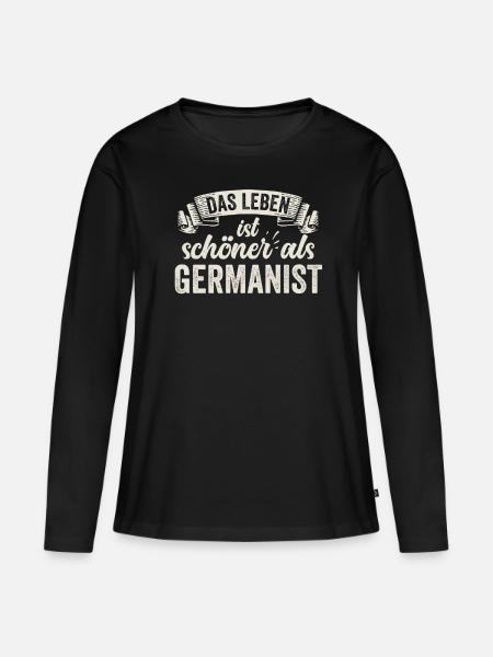 Lustige Germanist Sprache Literatur Grammatik - Frauen Premium Bio Langarmshirt - Schwarz