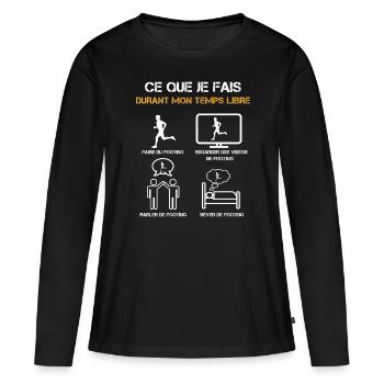 ce que je fais durant mon temps libre footing - T-shirt manches longues Premium bio Femme - noir - Devant - Julia (174cm)
