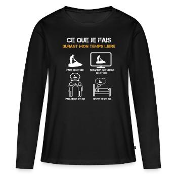 ce que je fais durant mon temps libre jet ski - T-shirt manches longues Premium bio Femme - noir - Devant - Julia (174cm)