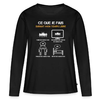 ce que je fais durant mon temps libre marathon - T-shirt manches longues Premium bio Femme - noir - Devant - Julia (174cm)