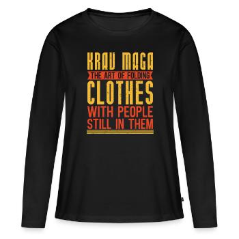 Vêtements à plier avec les gens en Krav Maga - T-shirt manches longues Premium bio Femme - noir - Devant - Julia (174cm)