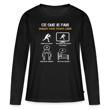 ce que je fais durant mon temps libre squash - T-shirt manches longues Premium bio Femme - noir - Devant - Julia (174cm)