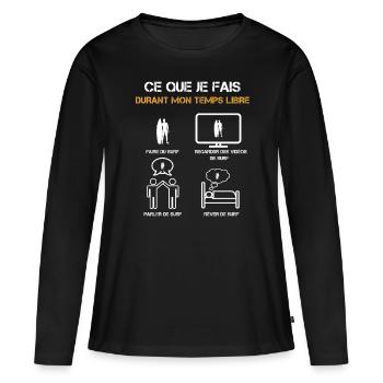 ce que je fais durant mon temps libre surf homme - T-shirt manches longues Premium bio Femme - noir - Devant - Julia (174cm)
