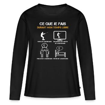 ce que je fais durant mon temps libre wakeboard - T-shirt manches longues Premium bio Femme - noir - Devant - Julia (174cm)