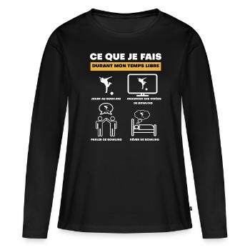 durant temps libre bowling - T-shirt manches longues Premium bio Femme - noir - Devant - Julia (174cm)