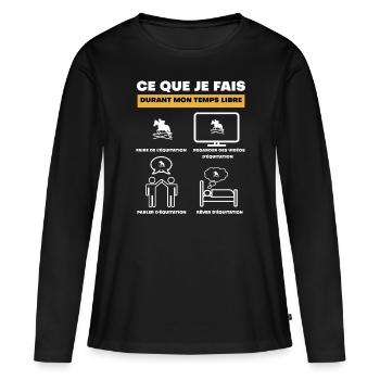 durant temps libre équitation - T-shirt manches longues Premium bio Femme - noir - Devant - Julia (174cm)