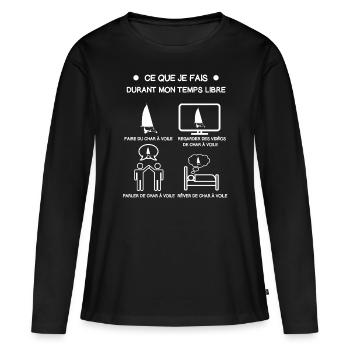 cadeau char à voile temps libre - T-shirt manches longues Premium bio Femme - noir - Devant - Julia (174cm)