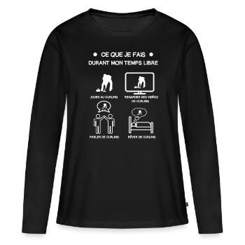 cadeau curling temps libre - T-shirt manches longues Premium bio Femme - noir - Devant - Julia (174cm)