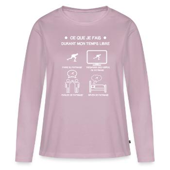 cadeau patinage temps libre - T-shirt manches longues Premium bio Femme - rose poudré - Devant - Julia (174cm)