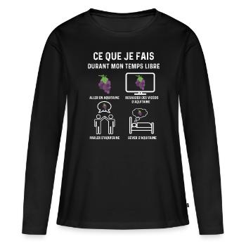 aquitaine vigne temps libre cadeau - T-shirt manches longues Premium bio Femme - noir - Devant - Julia (174cm)