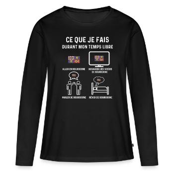 Bourgogne temps libre cadeau - T-shirt manches longues Premium bio Femme - noir - Devant - Julia (174cm)