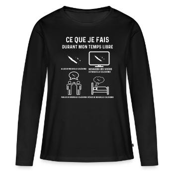 Calédonie temps libre cadeau - T-shirt manches longues Premium bio Femme - noir - Devant - Julia (174cm)