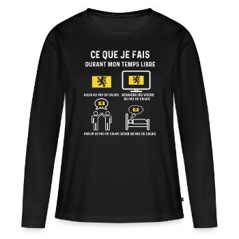 Pas de calais temps libre cadeau - T-shirt manches longues Premium bio Femme - noir - Devant - Julia (174cm)