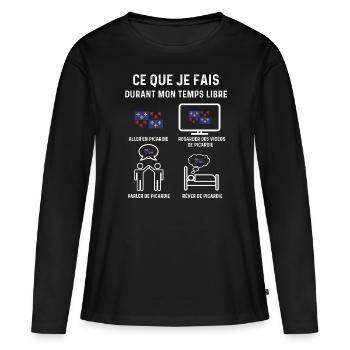 Picardie temps libre cadeau - T-shirt manches longues Premium bio Femme - noir - Devant - Julia (174cm)