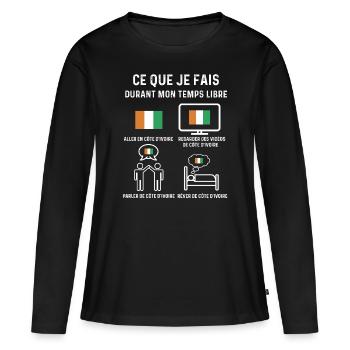 côte d'ivoire temps libre cadeau - T-shirt manches longues Premium bio Femme - noir - Devant - Julia (174cm)