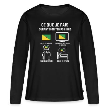 guyane 973 temps libre cadeau - T-shirt manches longues Premium bio Femme - noir - Devant - Julia (174cm)