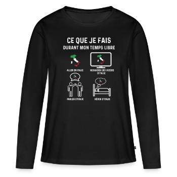 italie temps libre cadeau - T-shirt manches longues Premium bio Femme - noir - Devant - Julia (174cm)