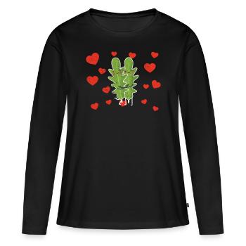 Couple mignon de roquette étreignant les amateurs de fruits de roquette - T-shirt manches longues Premium bio Femme - noir - Devant - Julia (174cm)