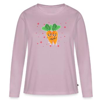 Cute Carrot Couple Hugging Carrot Lovers - Women's Premium Organic Long Sleeve Shirt - dusky pink - Front - Julia (174cm)