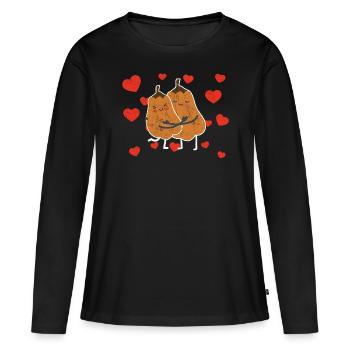 Schattig Squashpaar dat Squash Vegetable Lovers koestert - Vrouwen Premium Bio shirt met lange mouwen - zwart - Voor - Julia (174cm)