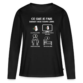 temps libre algérie dz - T-shirt manches longues Premium bio Femme - noir - Devant - Julia (174cm)