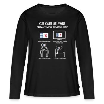 temps libre aquitaine - T-shirt manches longues Premium bio Femme - noir - Devant - Julia (174cm)