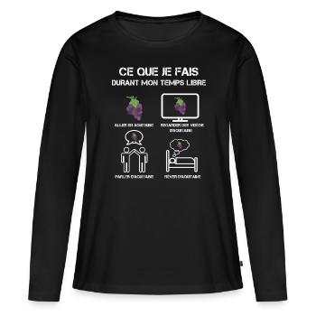 Freizeit Weinberg Aquitanien - Frauen Premium Bio Langarmshirt - Schwarz - Vorne - Julia (174cm)