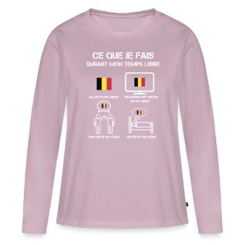 temps libre belgique - T-shirt manches longues Premium bio Femme - rose poudré - Devant - Julia (174cm)