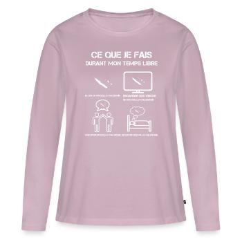 temps libre Calédonie - T-shirt manches longues Premium bio Femme - rose poudré - Devant - Julia (174cm)