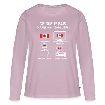 temps libre canada - T-shirt manches longues Premium bio Femme - rose poudré - Devant - Julia (174cm)