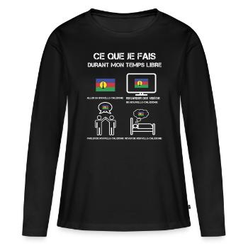 temps libre Nouvelle Calédonie - T-shirt manches longues Premium bio Femme - noir - Devant - Julia (174cm)