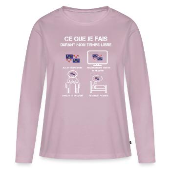 temps libre Picardie - T-shirt manches longues Premium bio Femme - rose poudré - Devant - Julia (174cm)