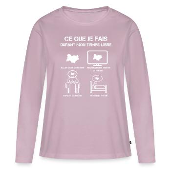 temps libre Rhône - T-shirt manches longues Premium bio Femme - rose poudré - Devant - Julia (174cm)
