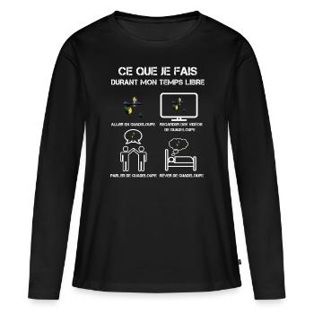 Freizeit Guadeloupe - Frauen Premium Bio Langarmshirt - Schwarz - Vorne - Julia (174cm)