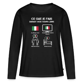 temps libre italie drapeau - T-shirt manches longues Premium bio Femme - noir - Devant - Julia (174cm)