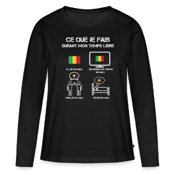 temps libre mali - T-shirt manches longues Premium bio Femme - noir - Devant - Julia (174cm)