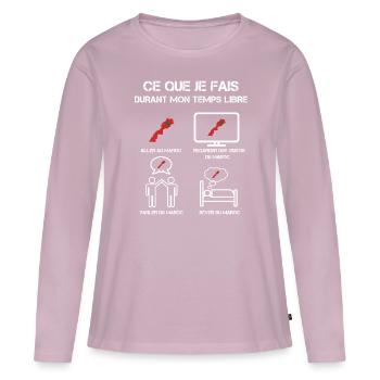 temps libre maroc - T-shirt manches longues Premium bio Femme - rose poudré - Devant - Julia (174cm)