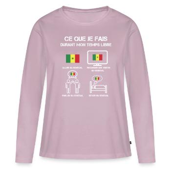 temps libre sénégal - T-shirt manches longues Premium bio Femme - rose poudré - Devant - Julia (174cm)