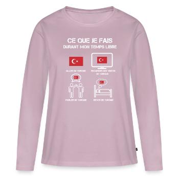 temps libre turquie - T-shirt manches longues Premium bio Femme - rose poudré - Devant - Julia (174cm)